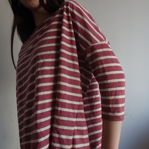 TOPSHOP FADED RED STRIPE 3/4 top - Picture 4 of 5